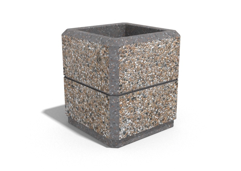 SQUARE CONCRETE PLANTER 77 exposed aggregate